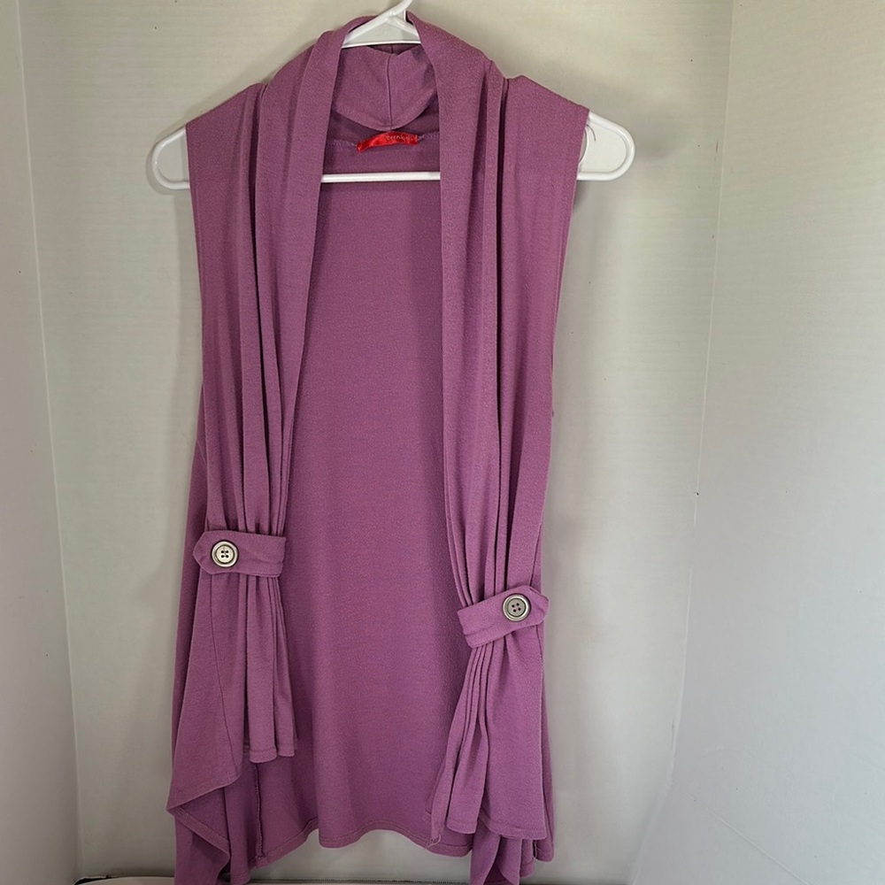 Teenbell purple lavender sleeveless open front cardigan size small
